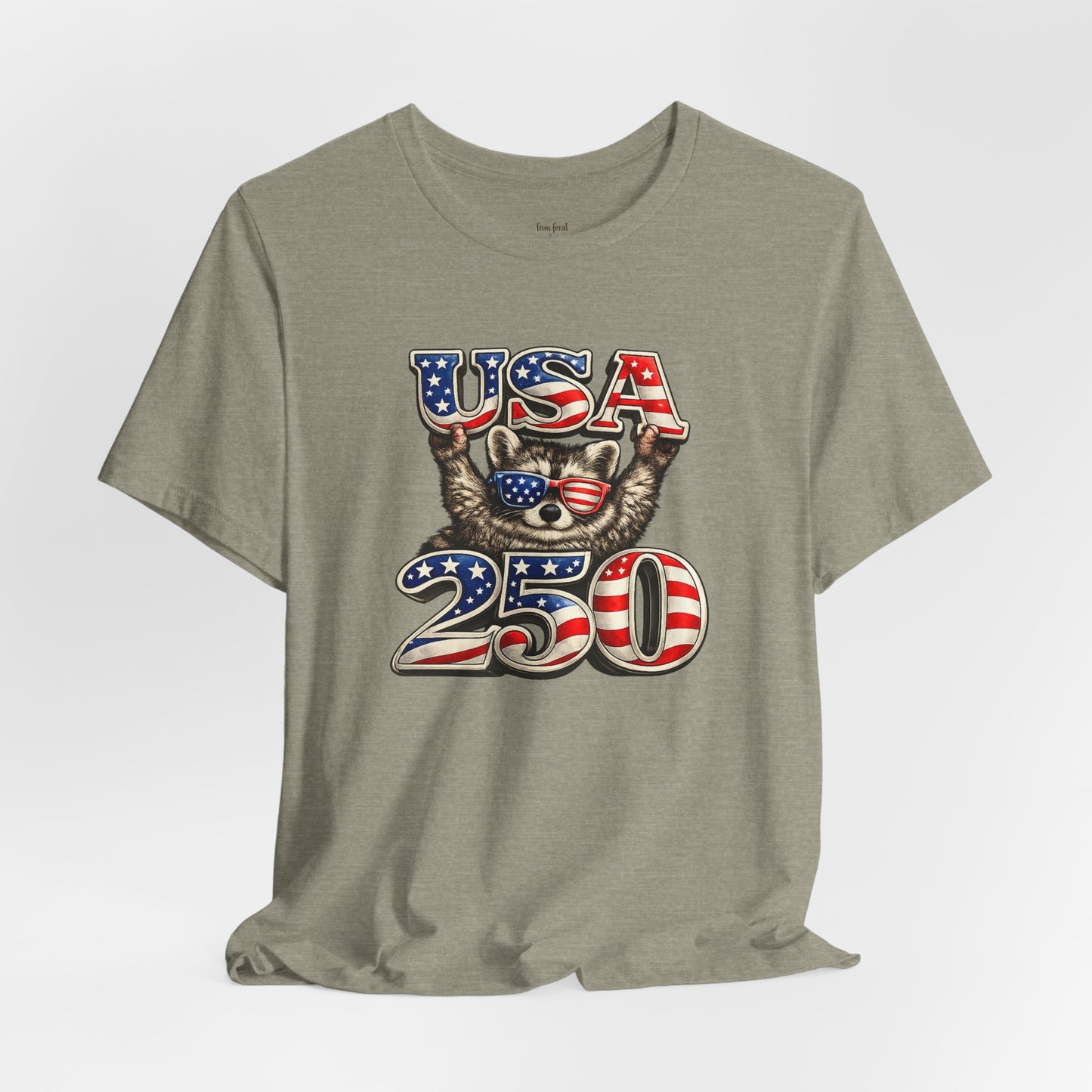 Patriot Raccoon 250th Anniversary T-Shirt — 4th of July Fireworks Flag Tee