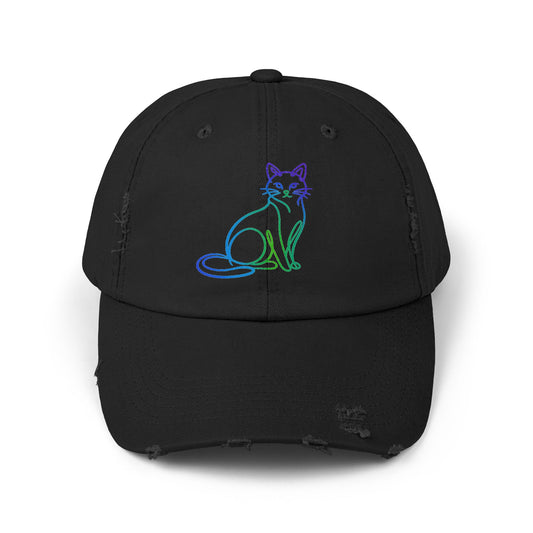 Northern Lights Cat Distressed Cap