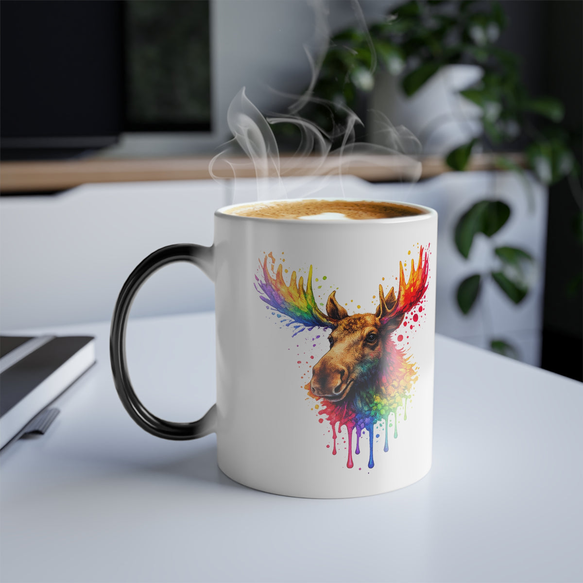 Watercolor Moose Color-Changing Mug  11 oz