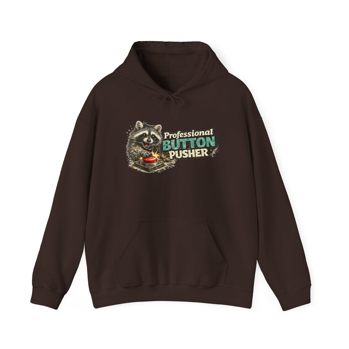 Raccoon "Button Pusher" Hooded Sweatshirt
