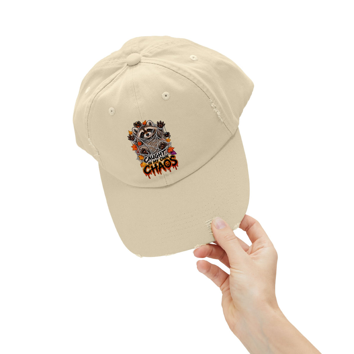Caught Raccoon Distressed Baseball Hat