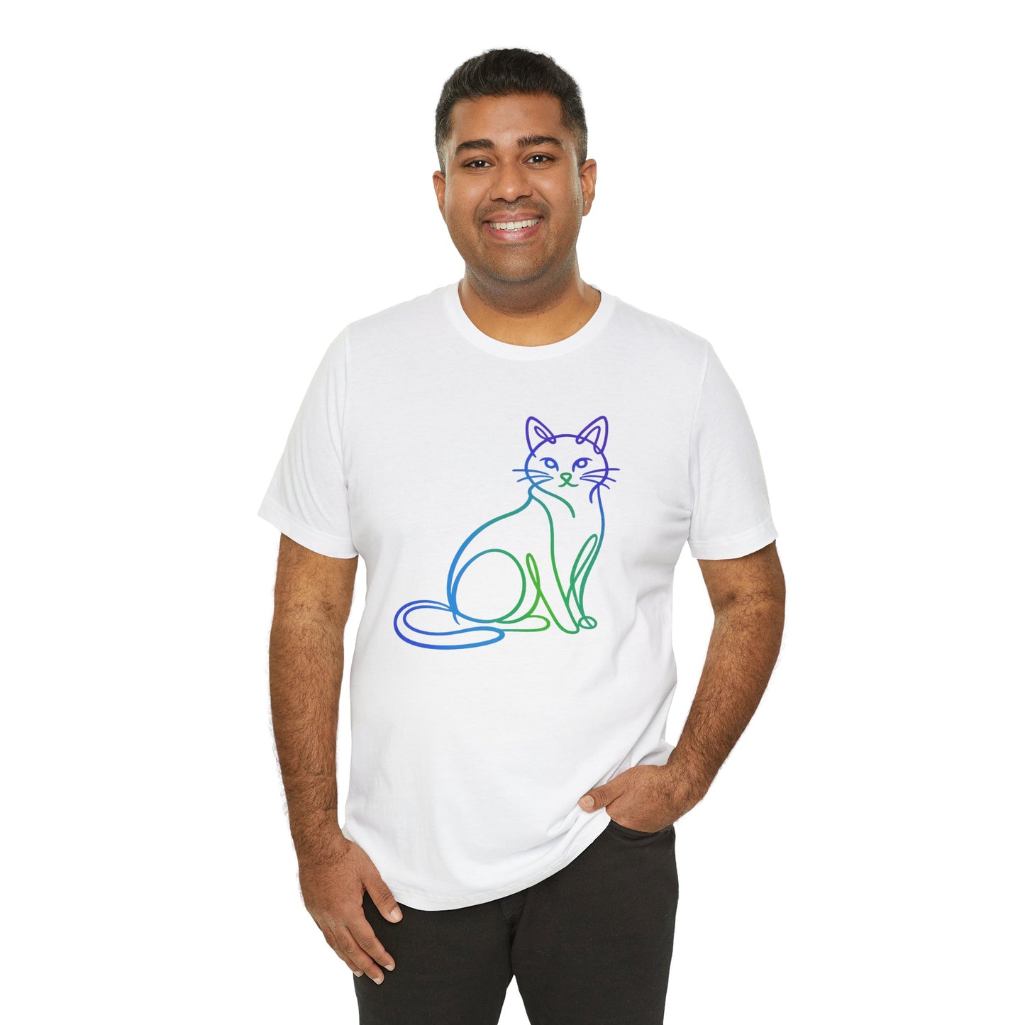 Colorful Line-Work Sitting Cat T-Shirt