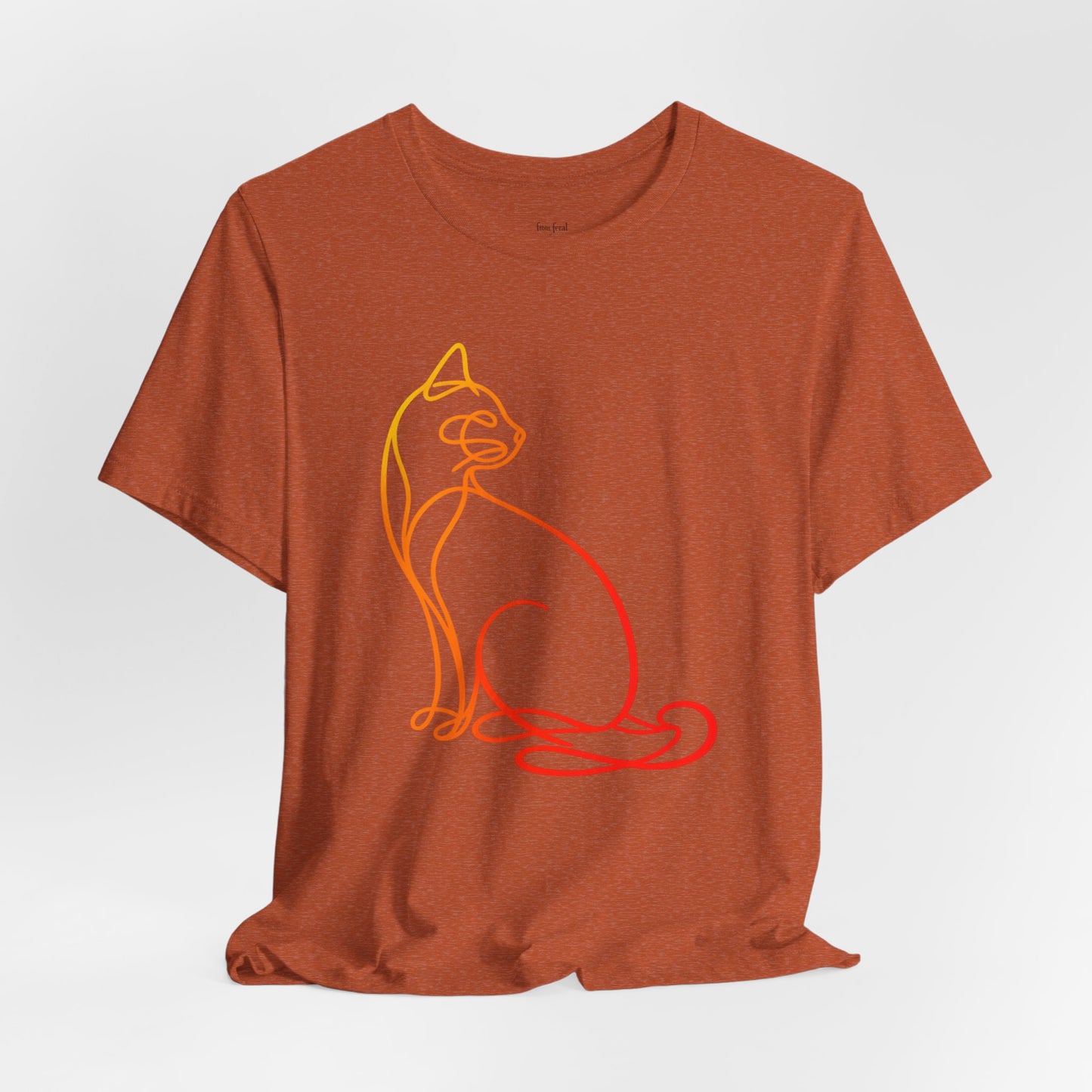 Colorful Line-Work Sitting Cat T-Shirt