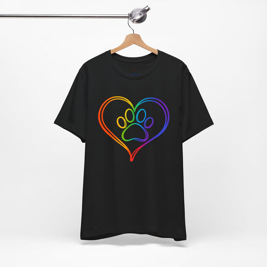 Heart/Paw Colorful Line-Work T-Shirt