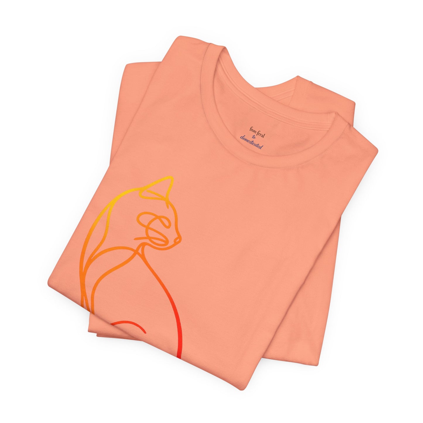 Colorful Line-Work Sitting Cat T-Shirt
