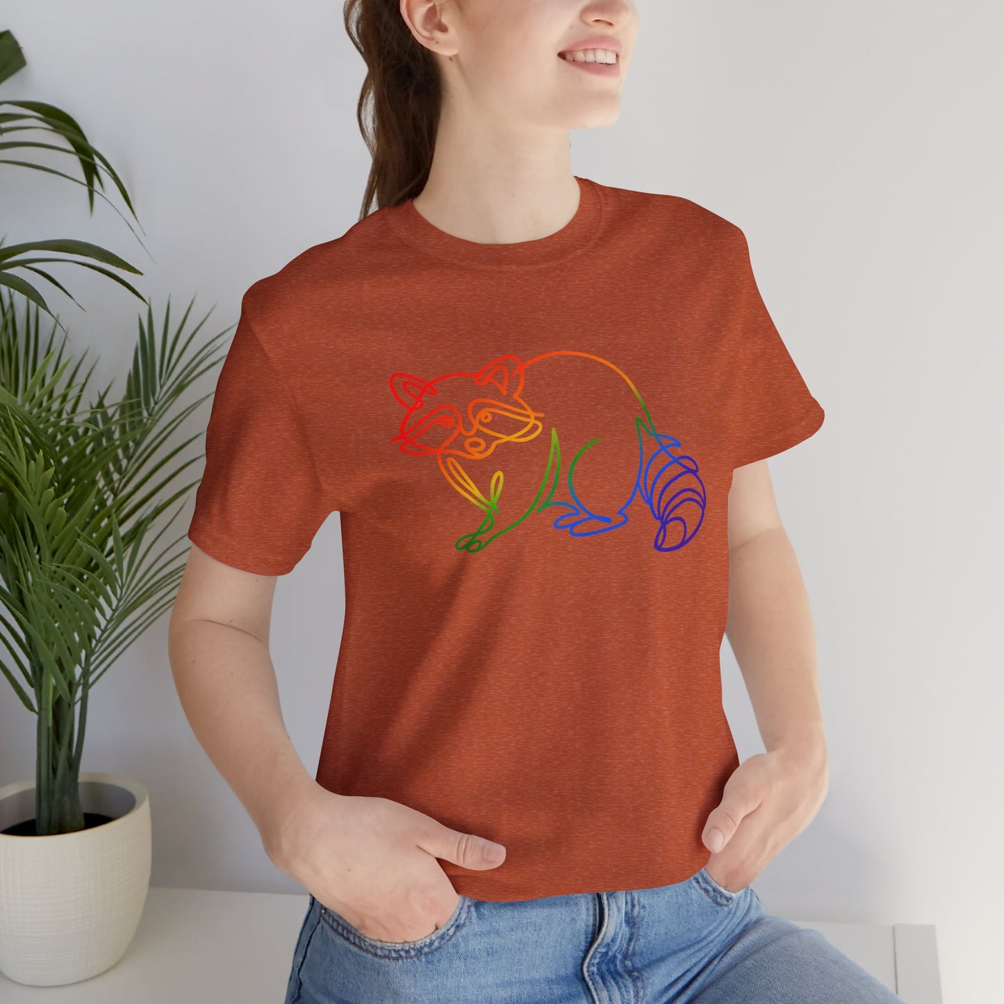 Raccoon Tee — Minimal Line Raccoon Scenic Graphic T-Shirt