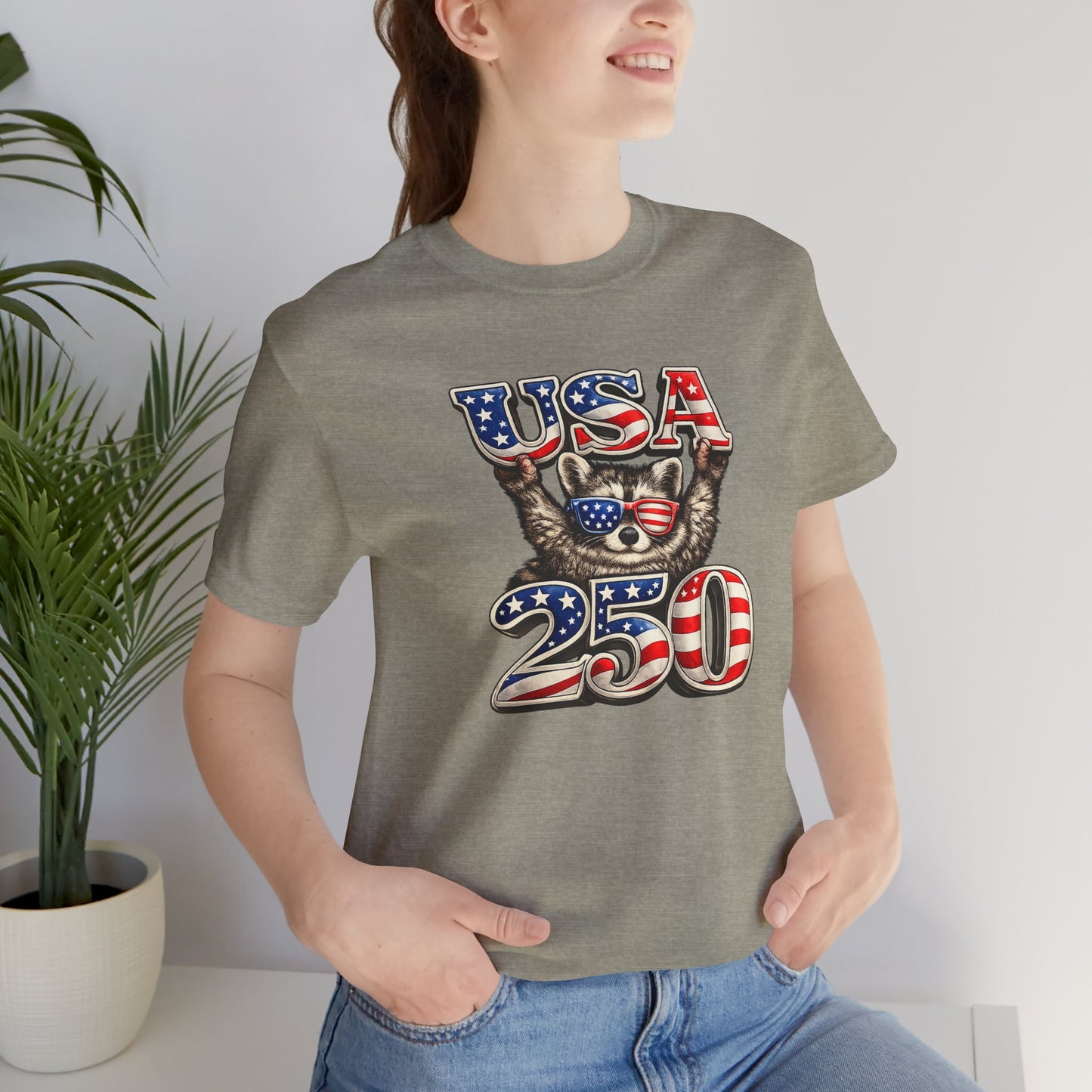 Patriot Raccoon 250th Anniversary T-Shirt — 4th of July Fireworks Flag Tee