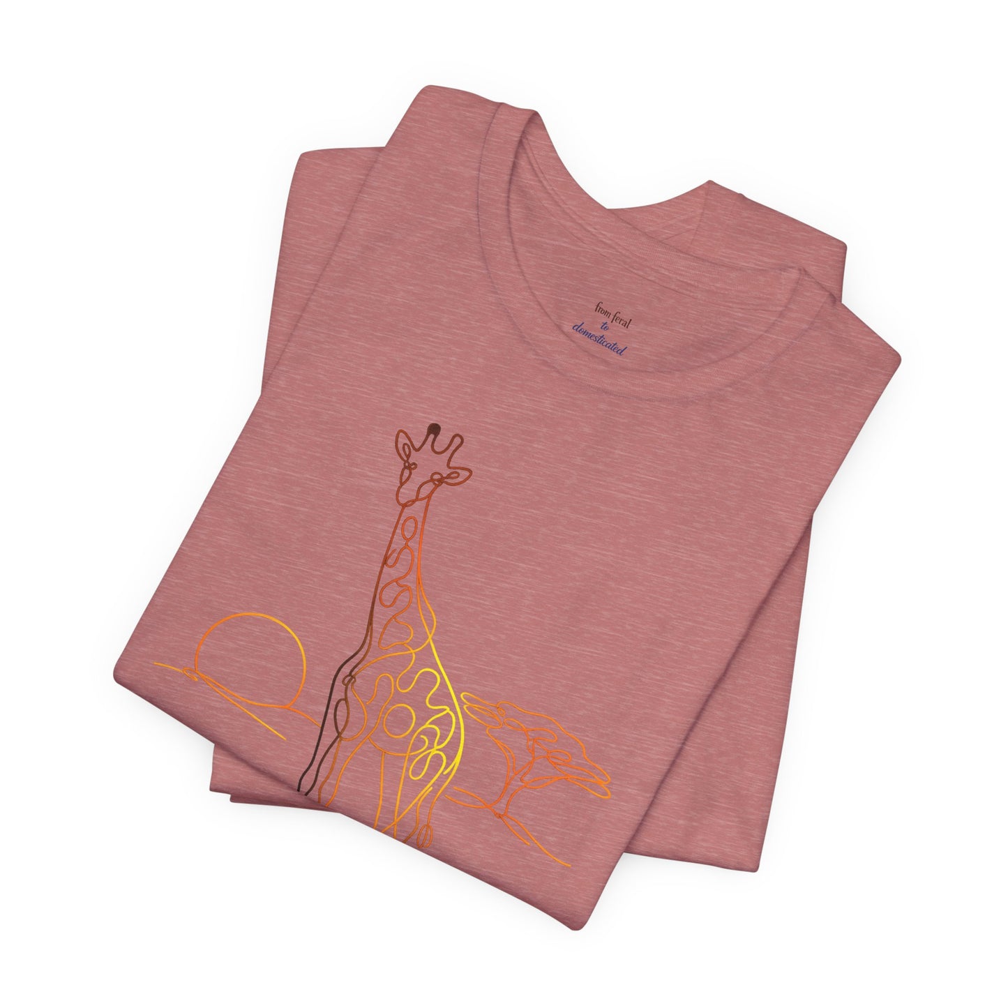 Giraffe Sunset Tee — Minimal Line Art Safari T-Shirt