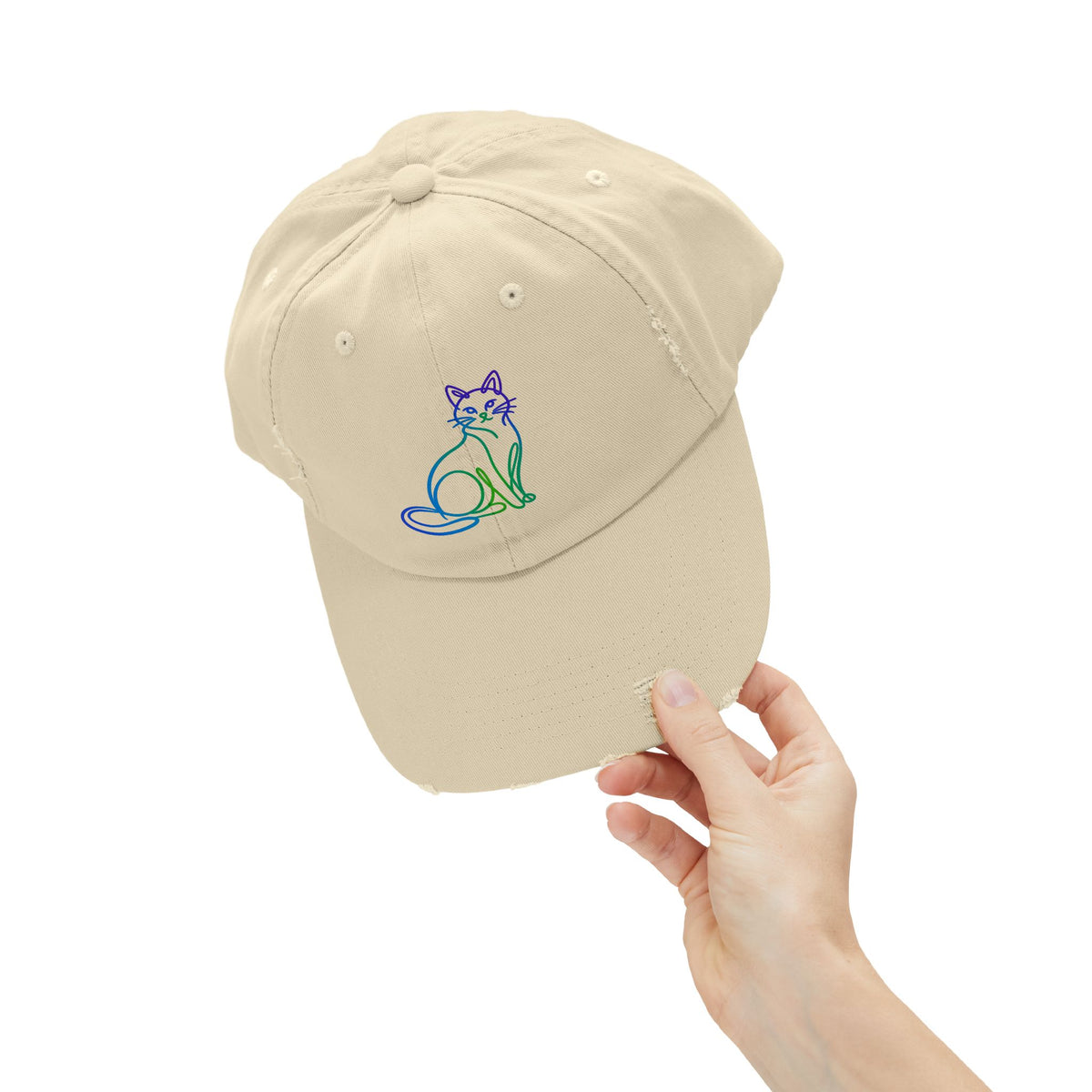 Northern Lights Cat Distressed Cap