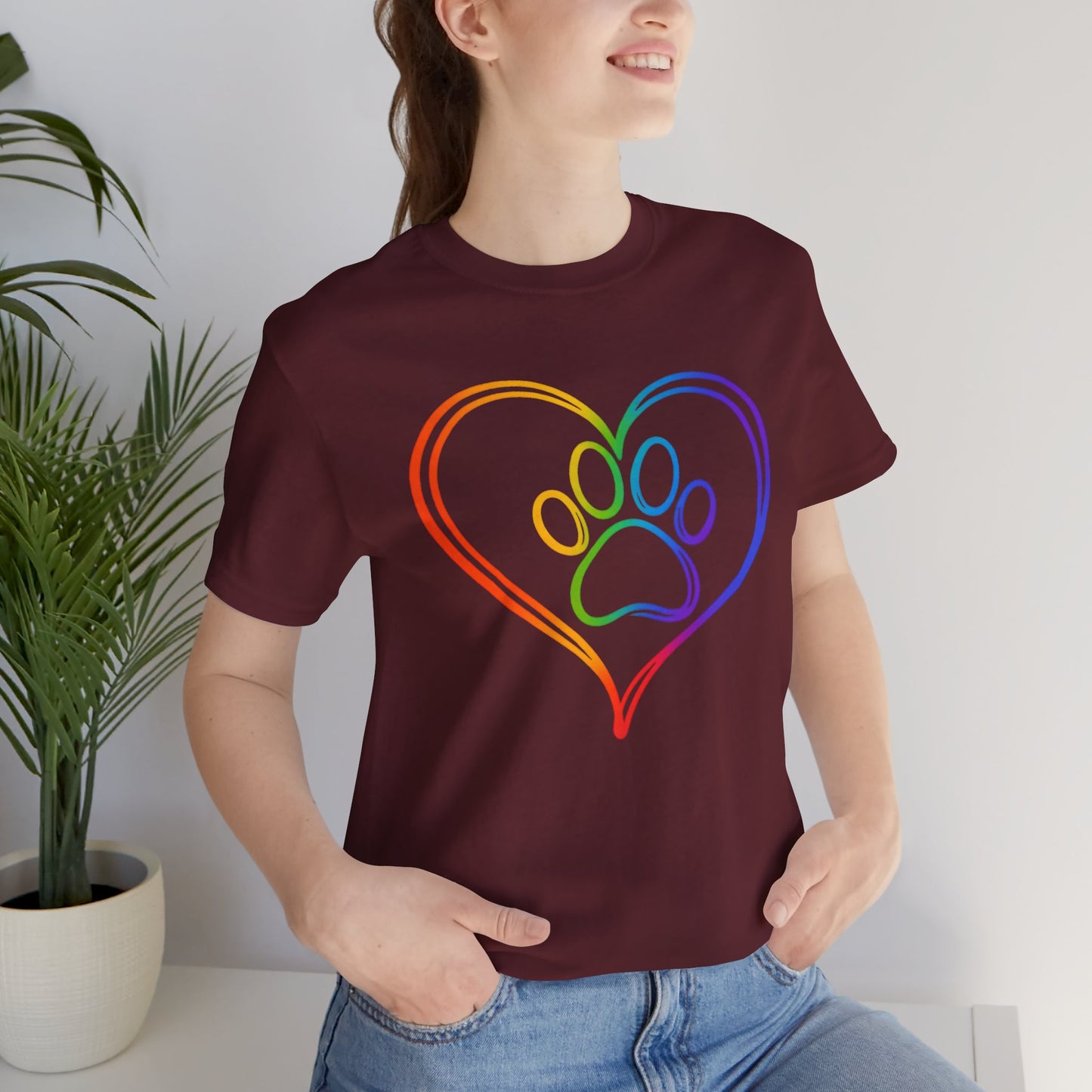 Heart/Paw Colorful Line-Work T-Shirt