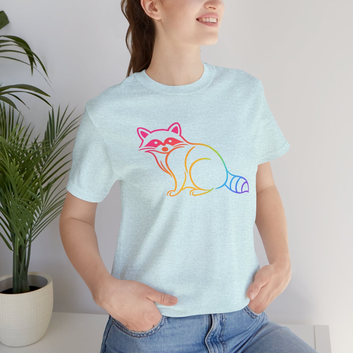 Raccoon Tee — Minimal Line Raccoon Scenic Graphic T-Shirt
