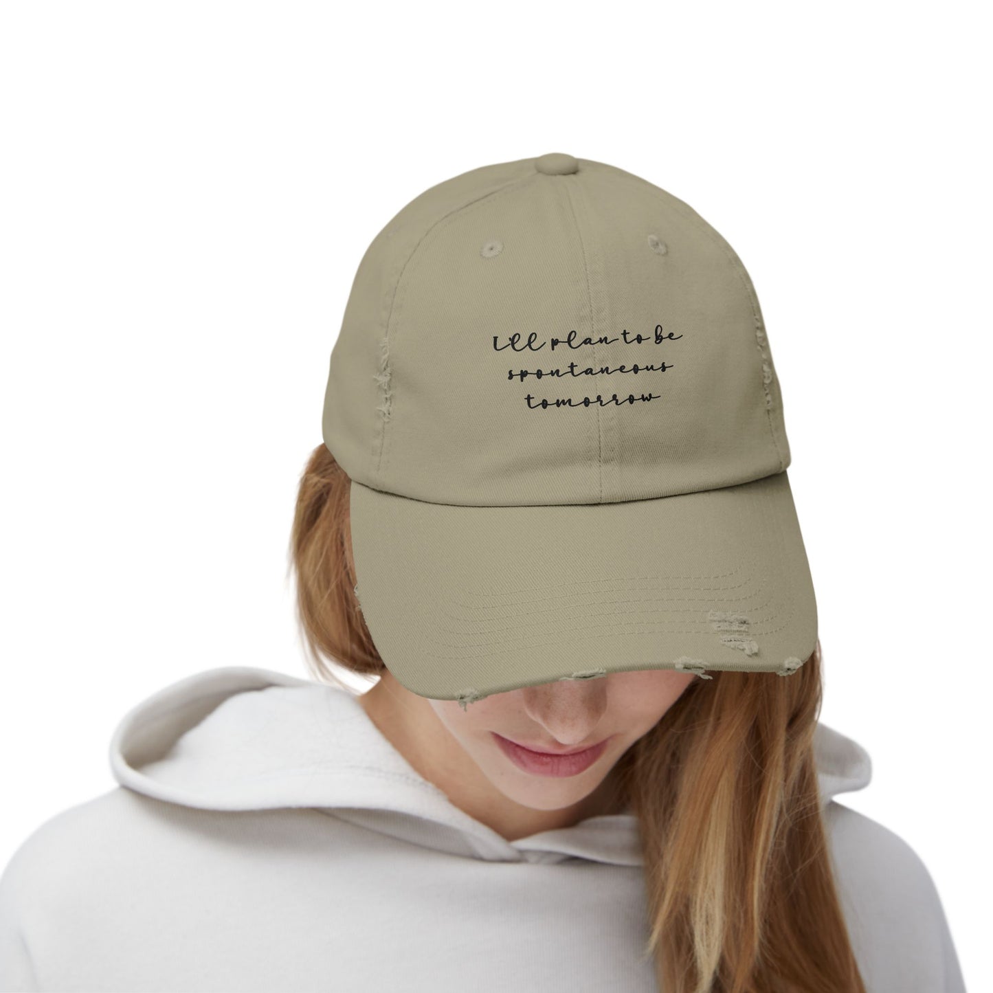 "Spontaneous" Distressed Cap —  Funny Truth Hat
