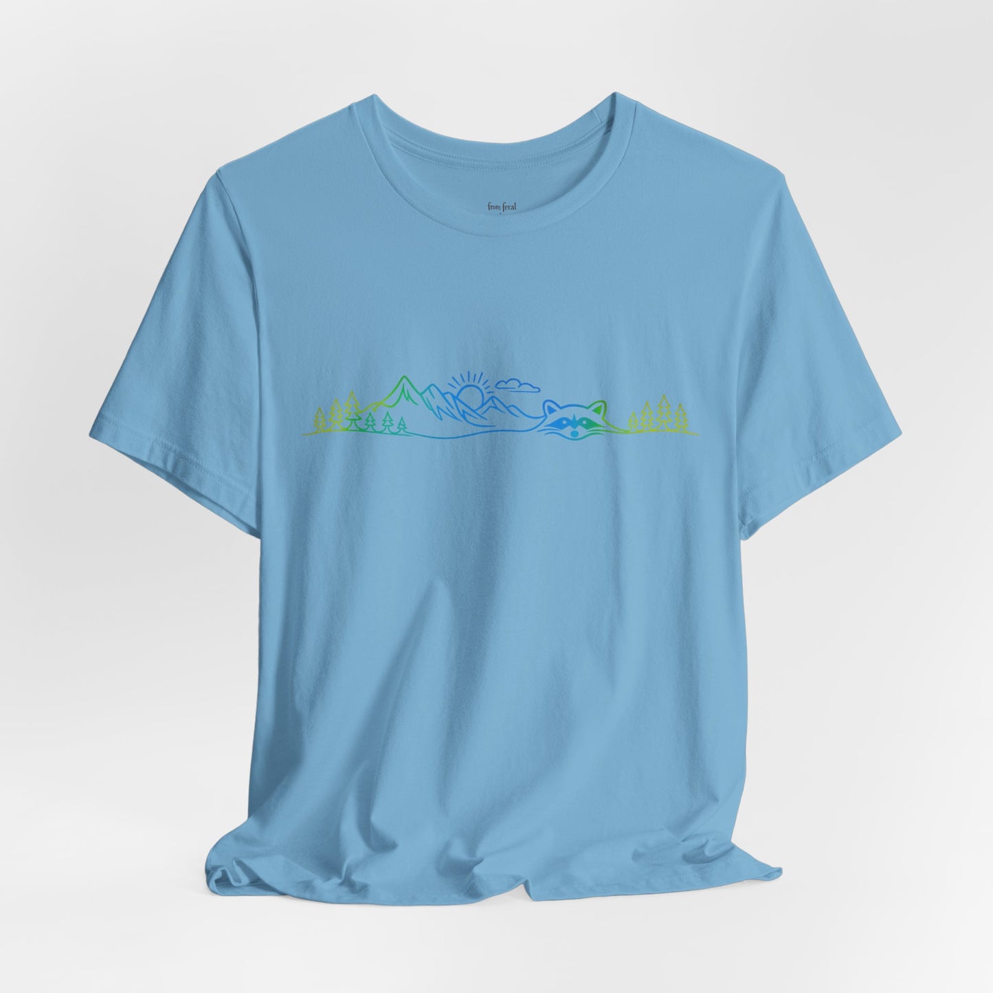 Raccoon Tee — Minimal Line Raccoon Scenic Graphic T-Shirt