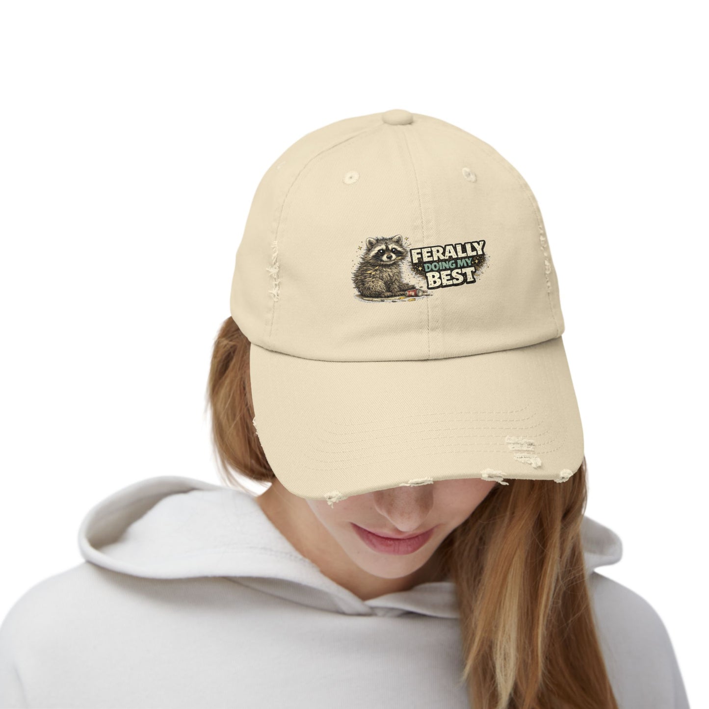 Ferally Distressed Cap — Raccoon Mom/Dad Funny Dad Hat