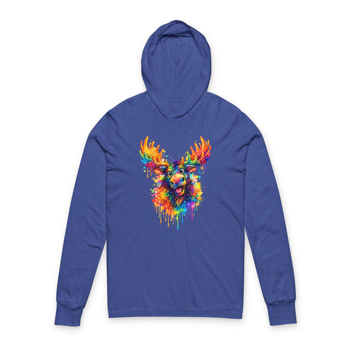 Watercolor Moose Hooded Long Sleeve Tee