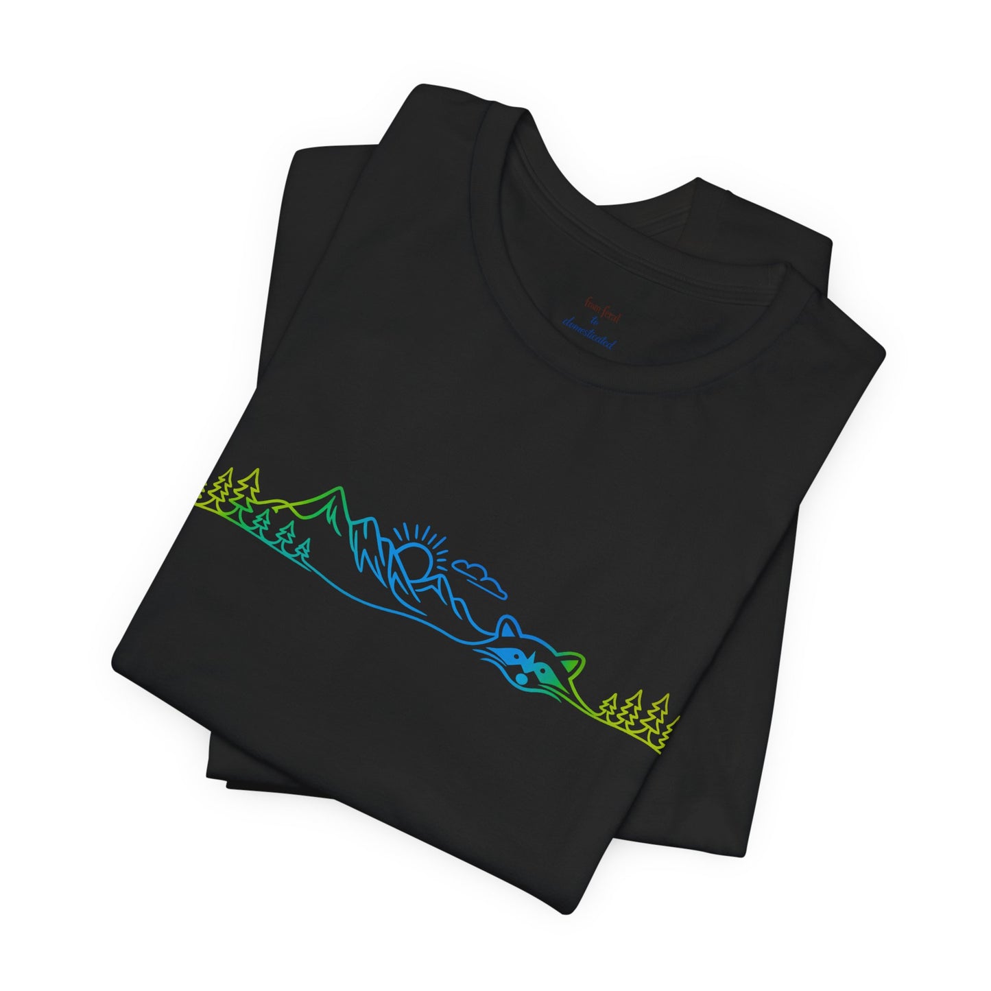 Raccoon Tee — Minimal Line Raccoon Scenic Graphic T-Shirt