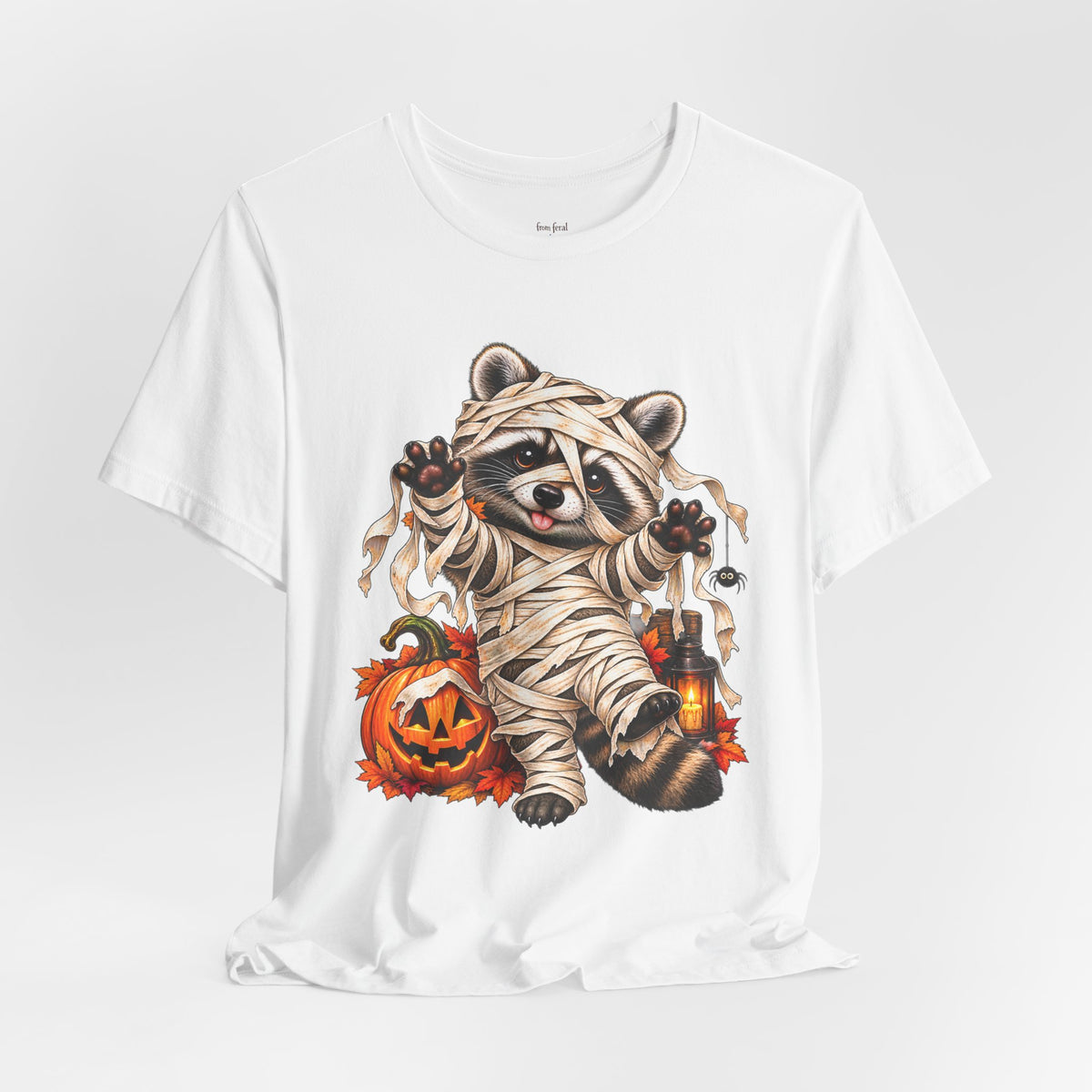Halloween Mummy Raccoon and Black Cat T-Shirt