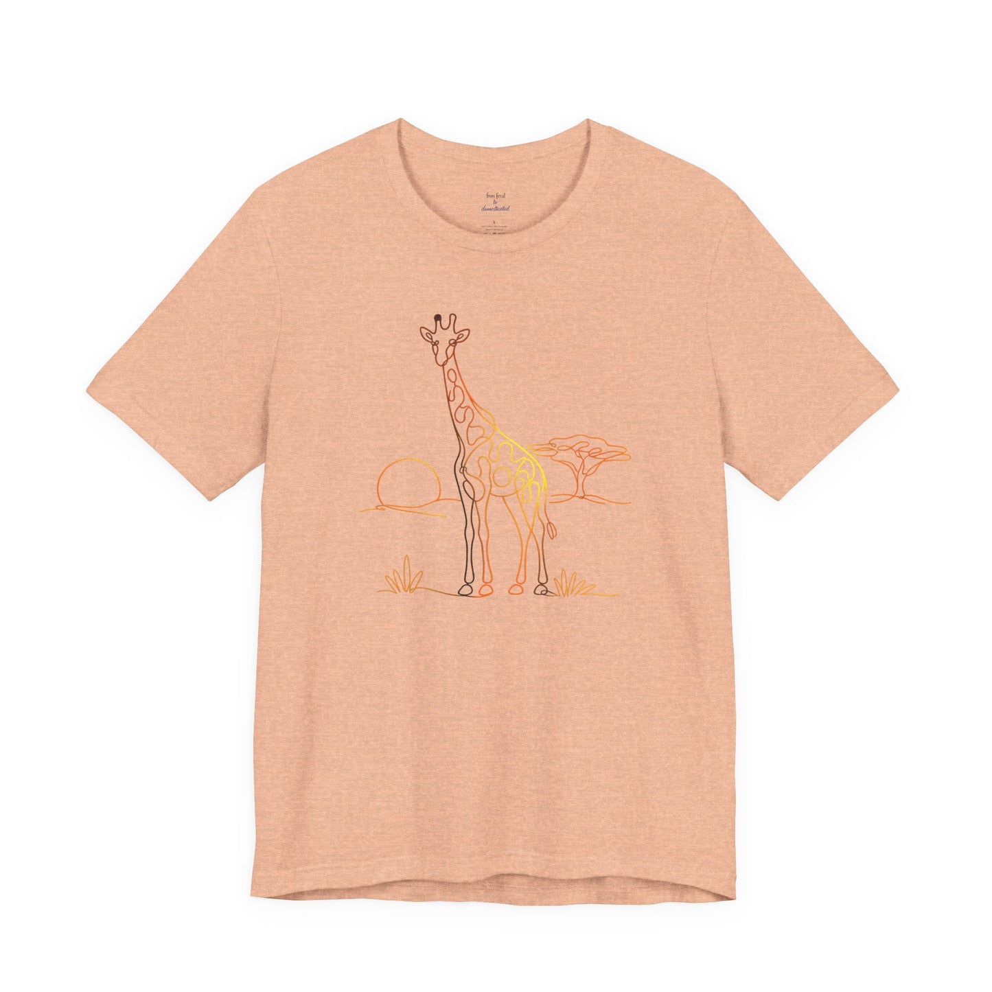 Giraffe Sunset Tee — Minimal Line Art Safari T-Shirt