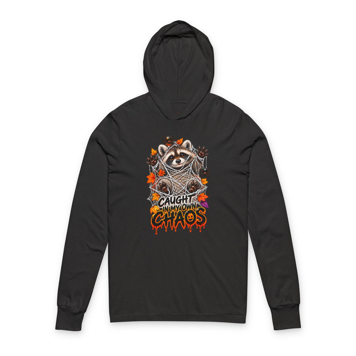 Caught Raccoon Hooded Long Sleeve Tee