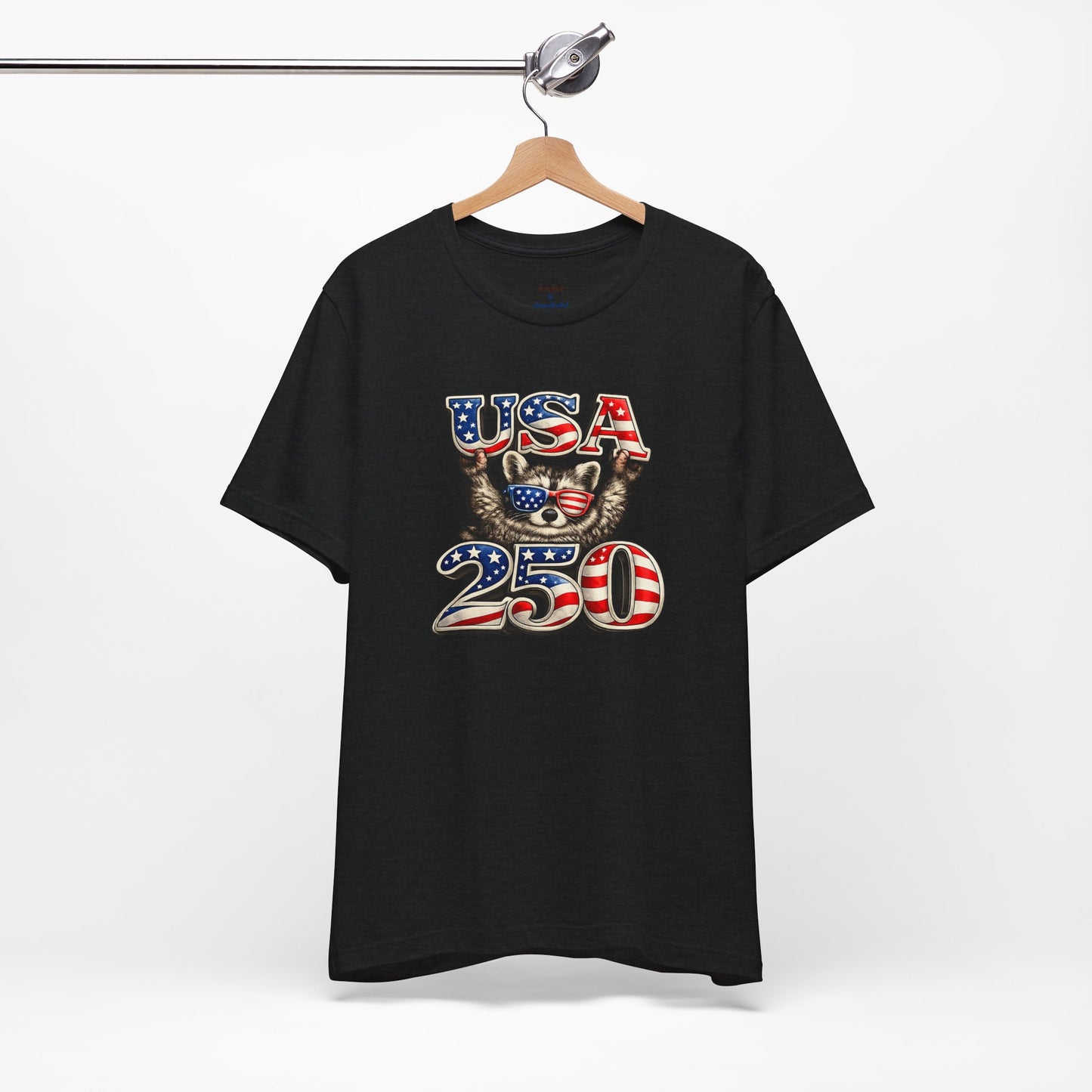 Patriot Raccoon 250th Anniversary T-Shirt — 4th of July Fireworks Flag Tee