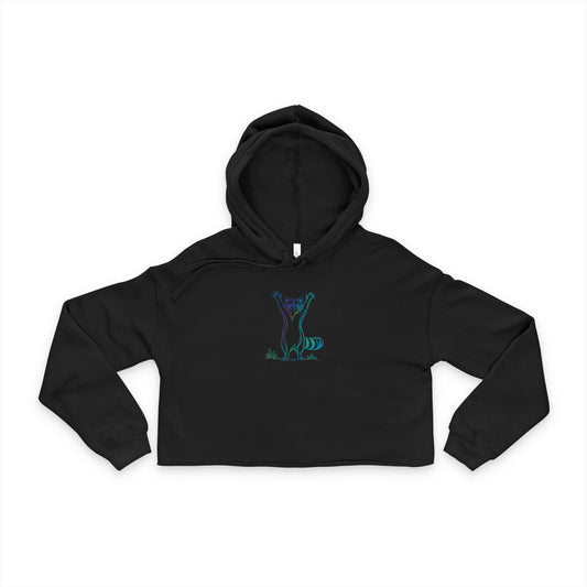 Northern Lights Raccoon Cropped Hoodie