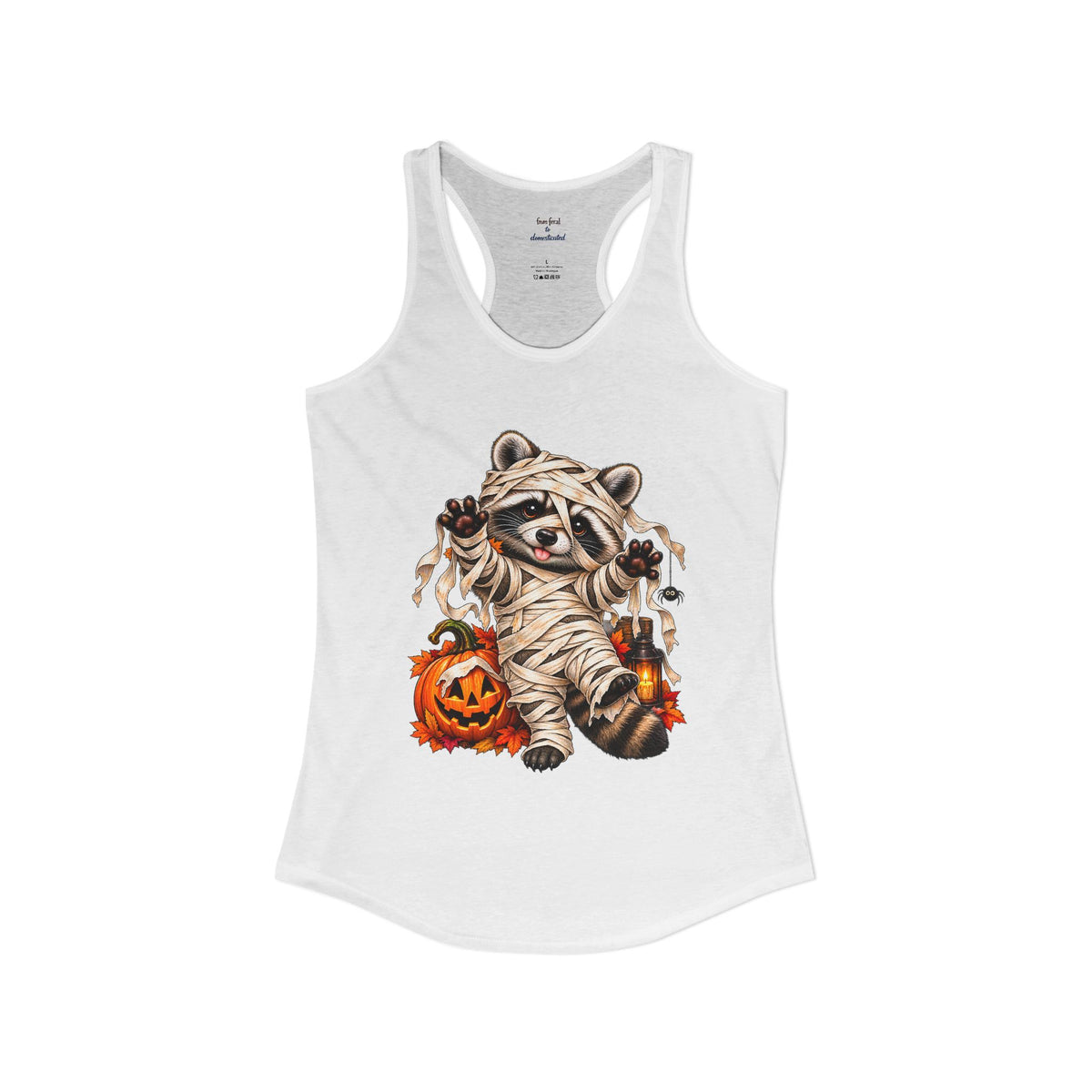 Halloween Mummy Raccoon Racerback Tank