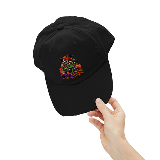 Witch, Please. Raccoon Distressed Baseball Hat