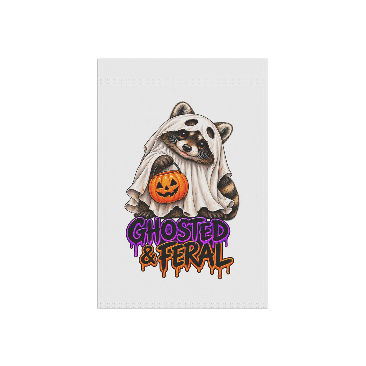 Ghosted Raccoon Garden Flag