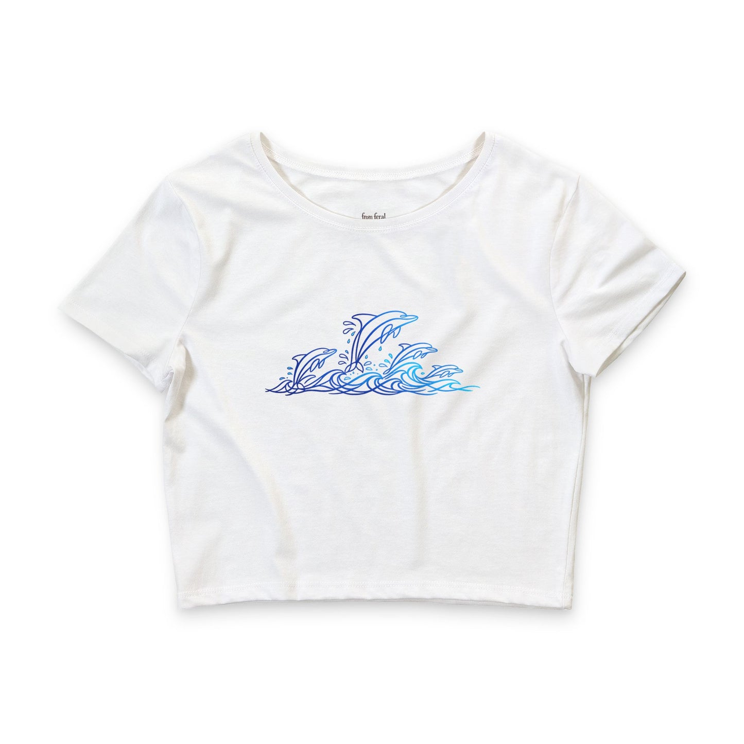 Dolphin Wave Crop Tee — Women's Ocean Breeze Graphic Crop Top