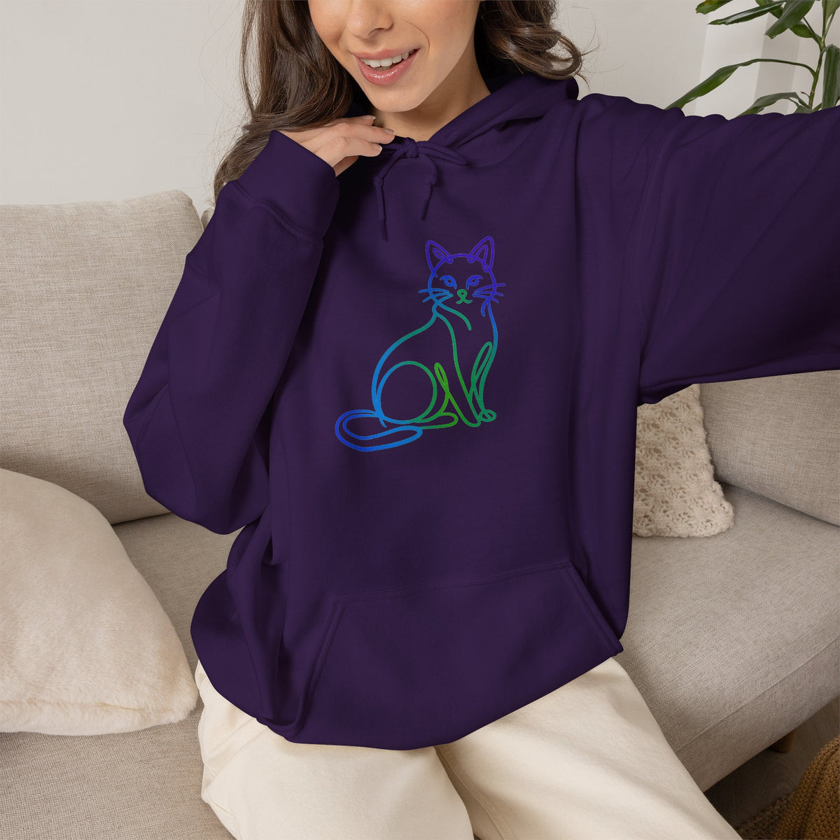 Northern Lights Cat Hooded Sweatshirt