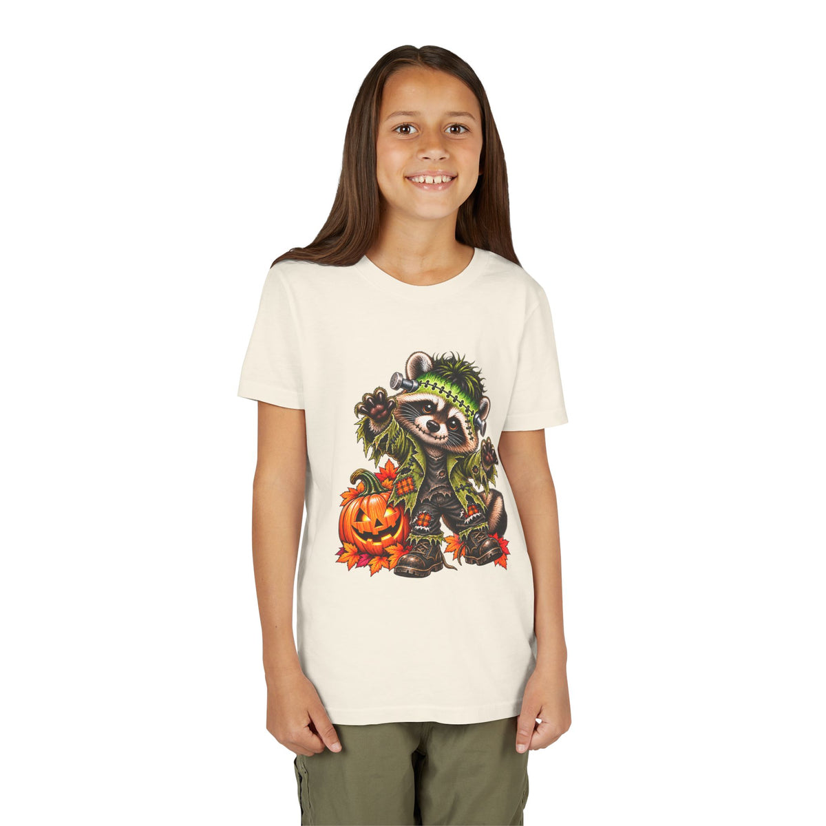 Halloween Youth Tee — Frankenstein Raccoon Kids Tshirt
