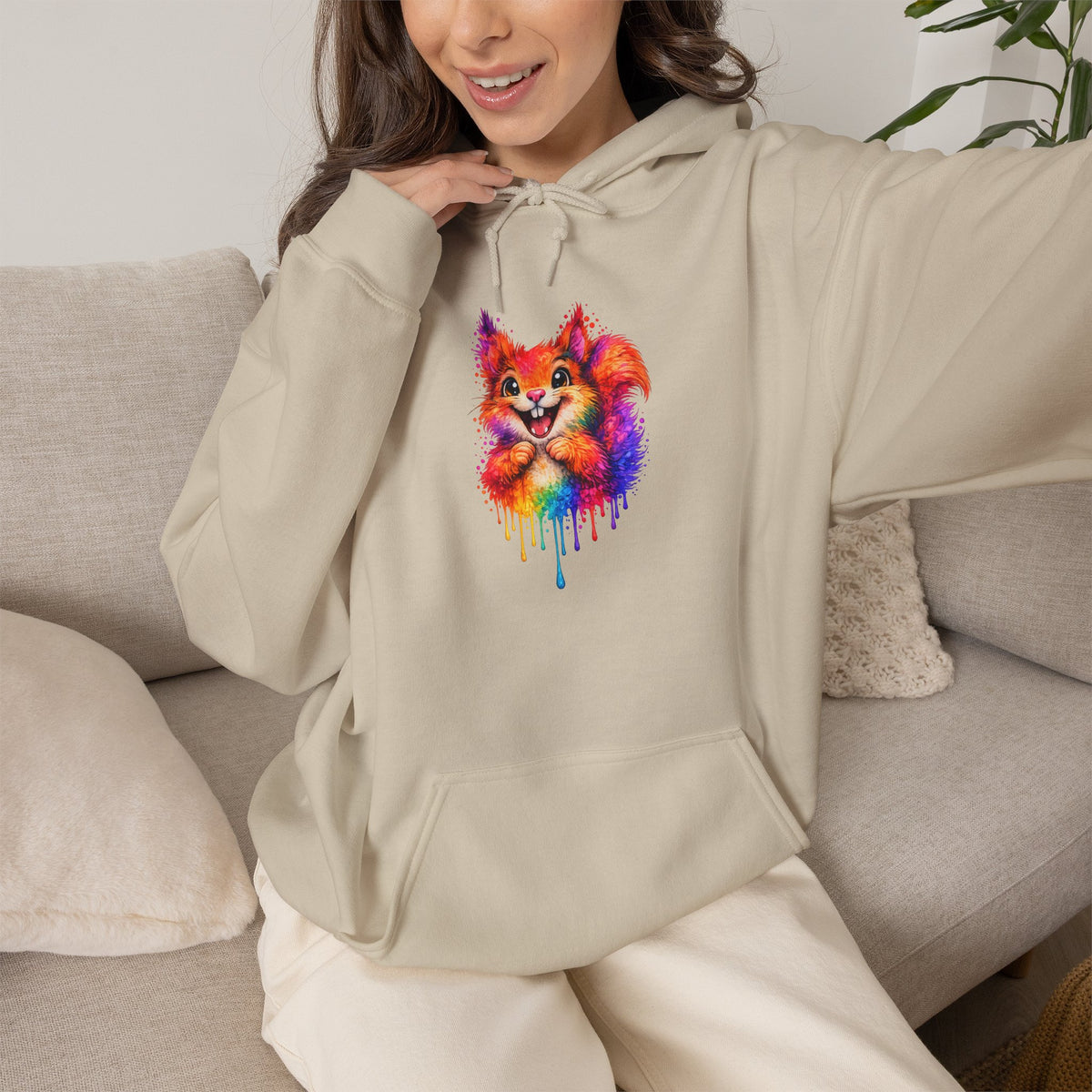 Watercolor Squirrel Hooded Sweatshirt