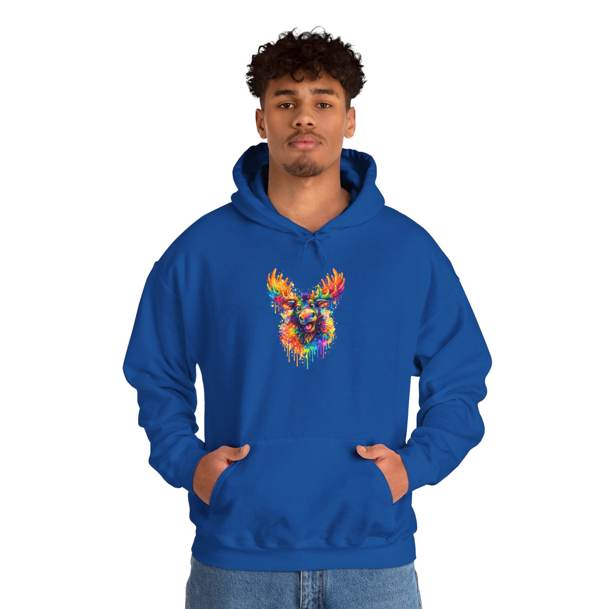 Watercolor Moose Hooded Sweatshirt
