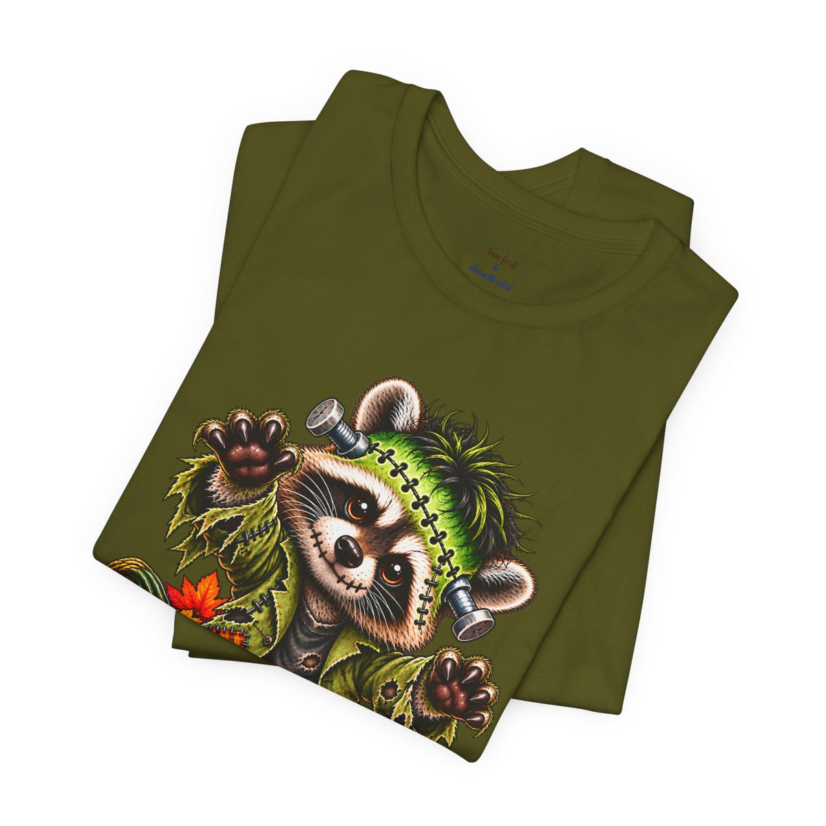 Halloween Frankenstein Raccoon and Black Cat T-Shirt