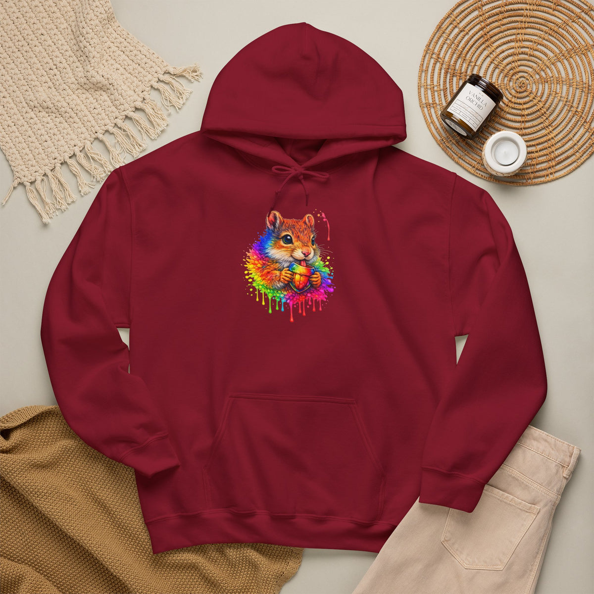 Watercolor Squirrel Hooded Sweatshirt
