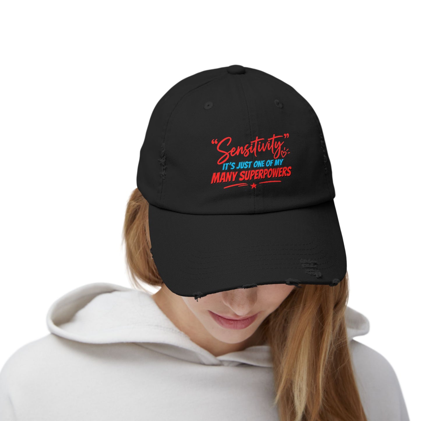 "Sensitivity" Distressed Cap —  Funny Truth Hat