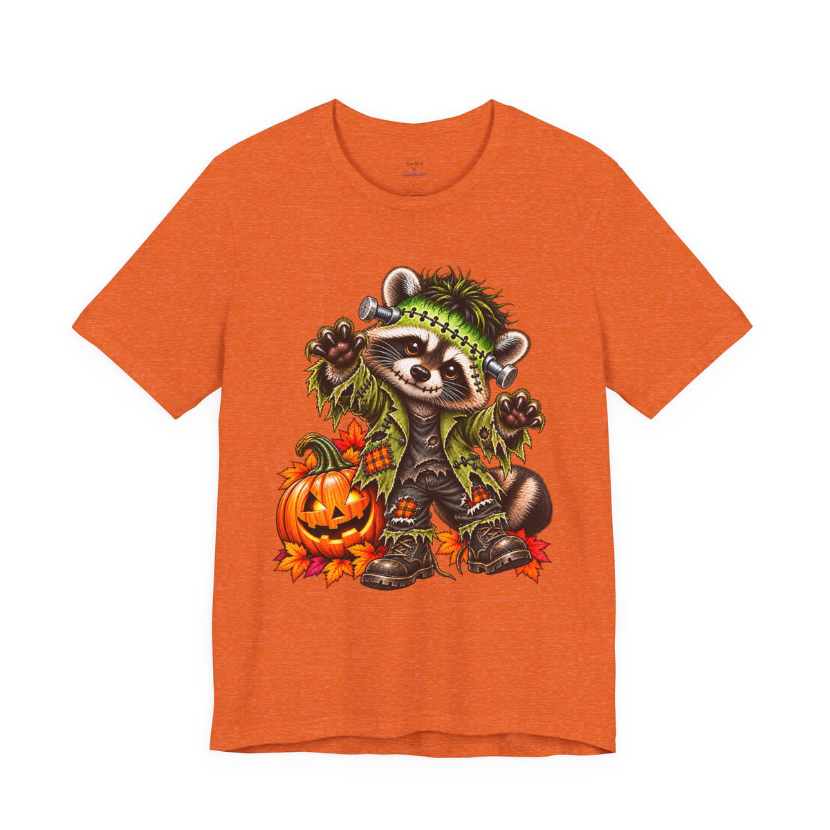 Halloween Frankenstein Raccoon and Black Cat T-Shirt