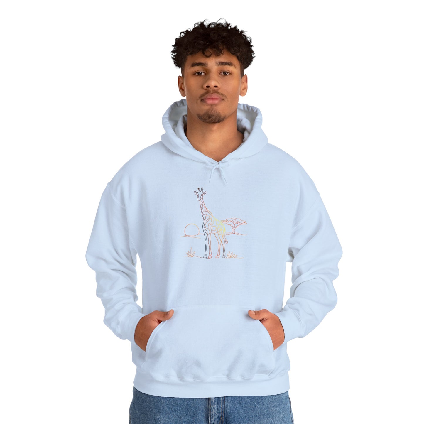 Giraffe Line Art Hoodie – Minimal Safari Illustration
