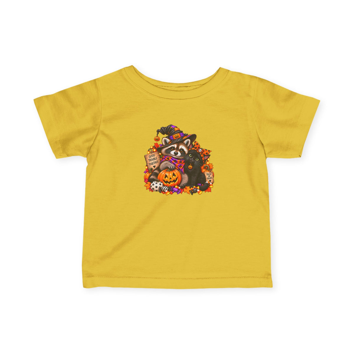 Halloween Raccoon and Black Cat Bestie Infant Tee