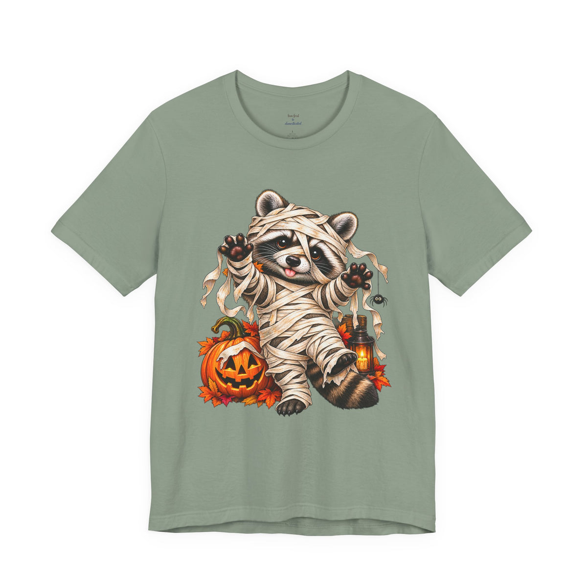 Halloween Mummy Raccoon and Black Cat T-Shirt