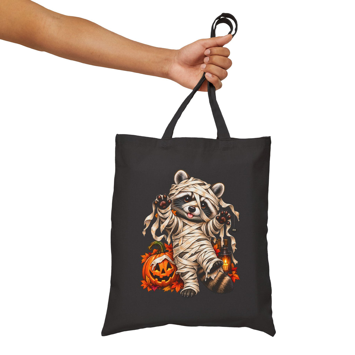 Halloween Mummy Raccoon Tote Bag