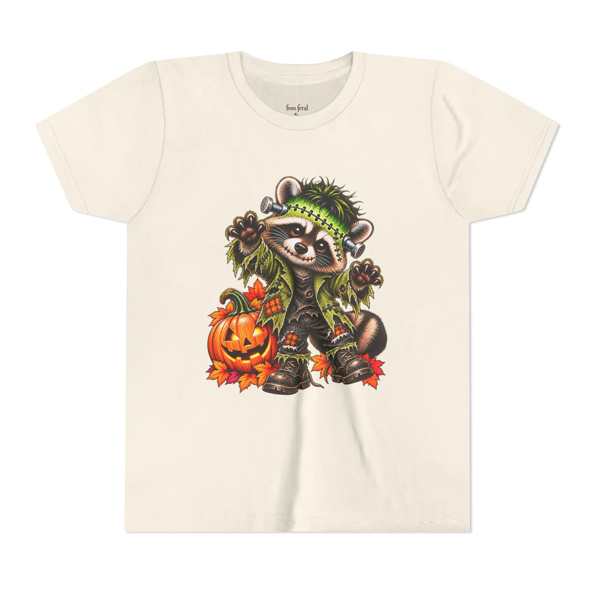 Halloween Youth Tee — Frankenstein Raccoon Kids Tshirt