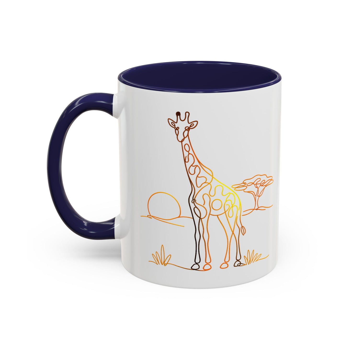 Safari Sunrise Coffee Mug — Minimal Line Giraffe Design (11/15oz)