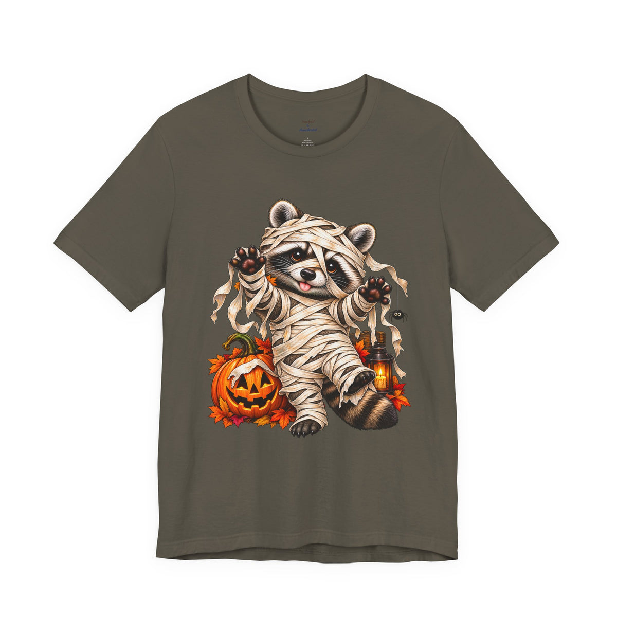 Halloween Mummy Raccoon and Black Cat T-Shirt