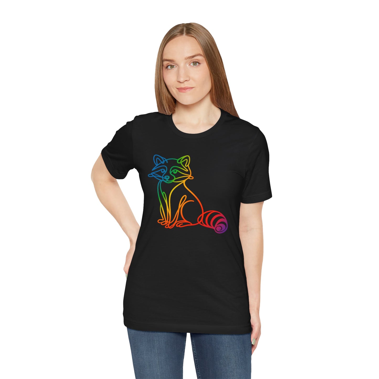 Raccoon Tee — Minimal Line Raccoon Scenic Graphic T-Shirt