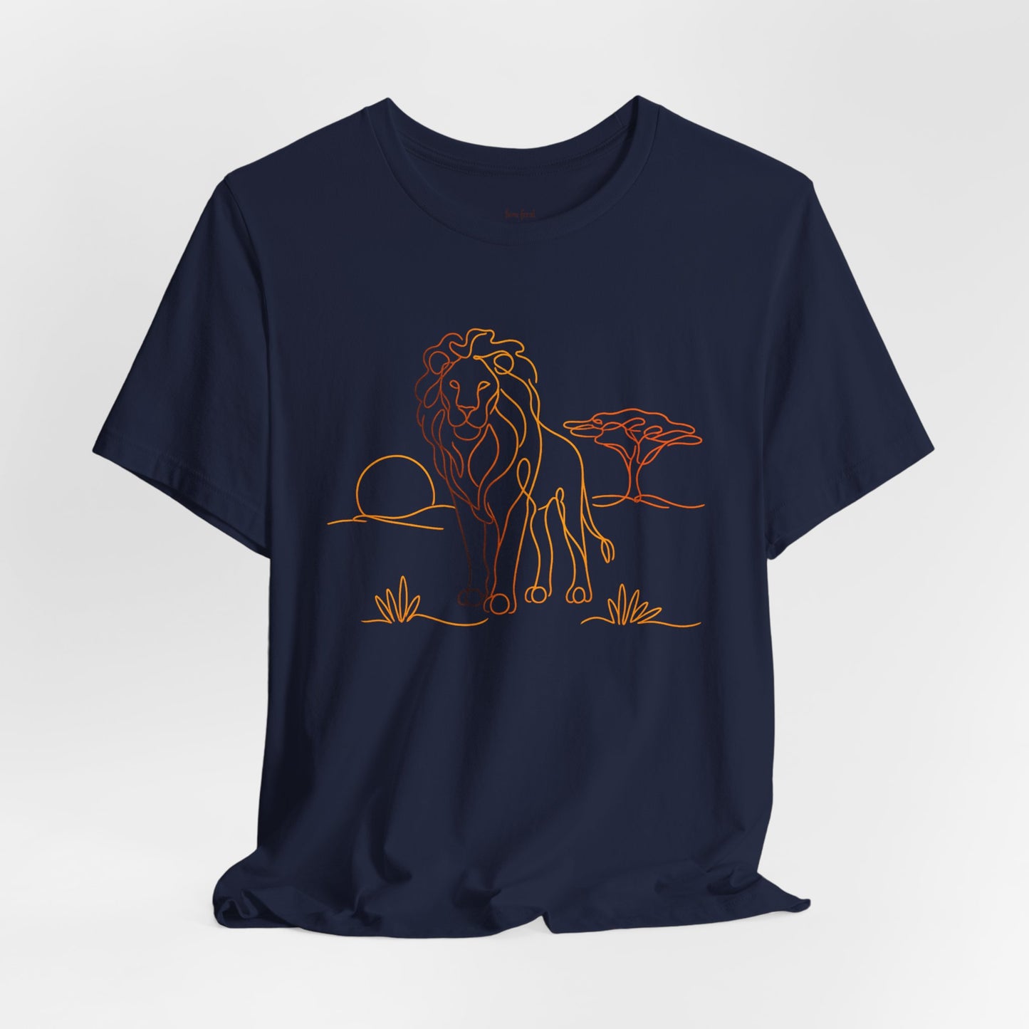 Lion Sunset Tee — Minimal Line Art Safari T-Shirt