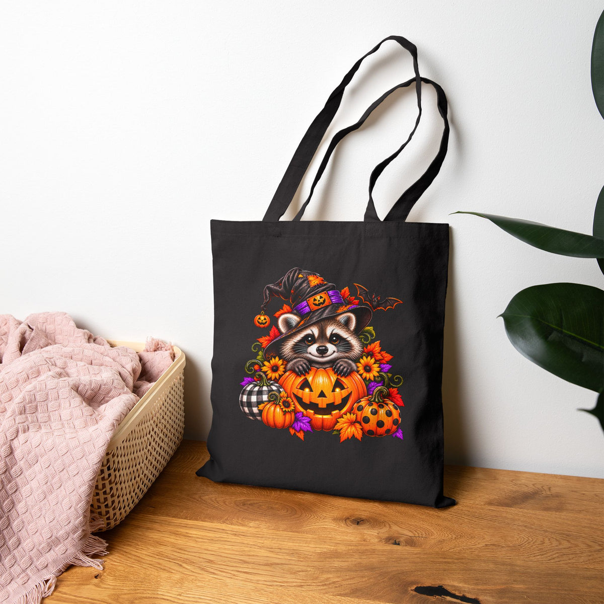 Halloween Raccoon Tote Bag