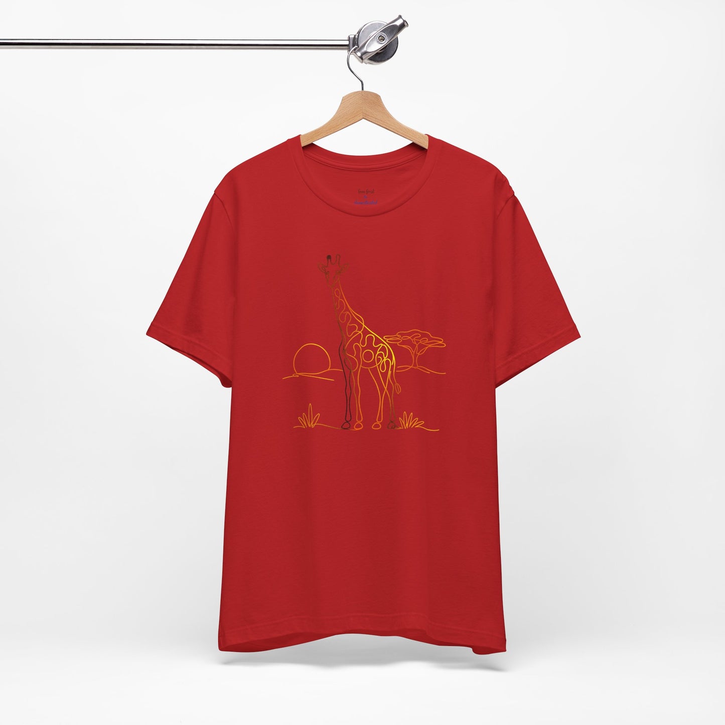 Giraffe Sunset Tee — Minimal Line Art Safari T-Shirt