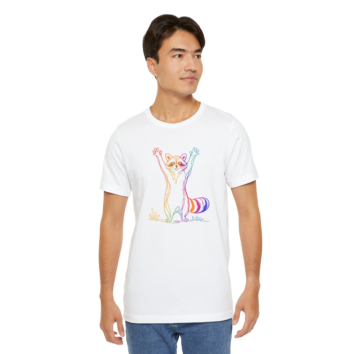 Raccoon Tee — Minimal Line Raccoon Scenic Graphic T-Shirt