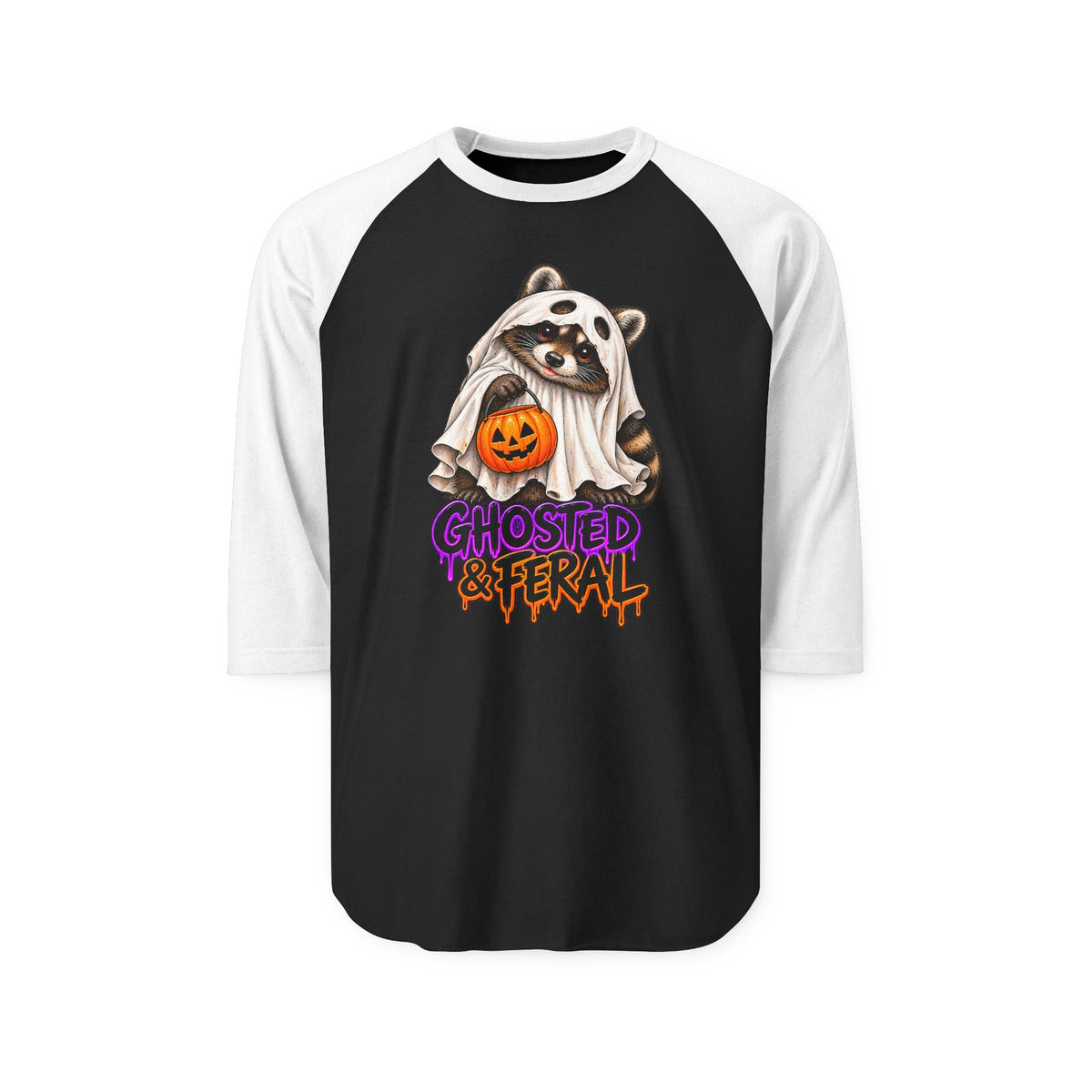 Ghosted Raccoon Raglan Baseball Shirt